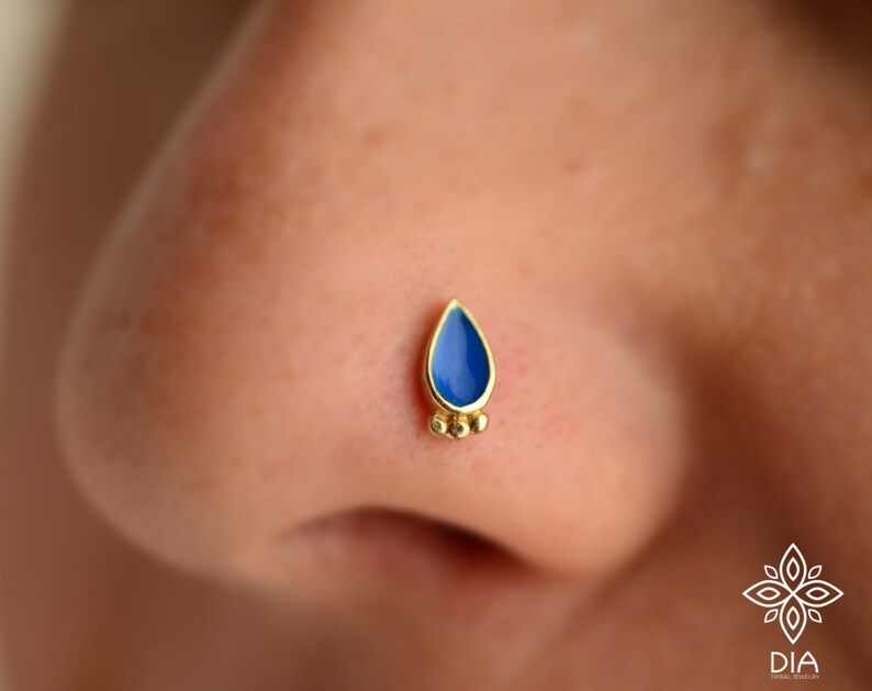 Solid 14k Yellow Gold Nostril Pin Gold Drop Nose Stud Ring Body Jewelry Gold Nose Stud Rose gold Nose Ring Indian Nose Stud Nose Screw