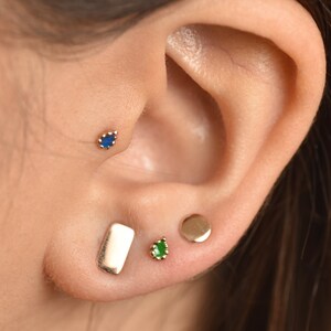 Piercing Set, Cartilage Earrings, Unique Gold Earrings, 14K Gold Studs, Tragus Piercing, Helix Earring, Geometric Earrings, Earring Set of 4