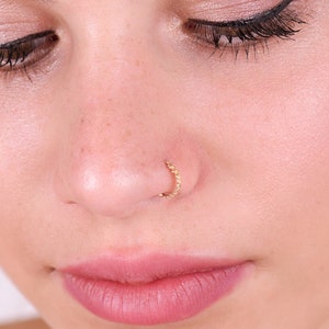 Floral Nose Hoop Earring, 14k Gold Nose Ring, Cartilage Hoop, Body  Piercing Hoop Ring