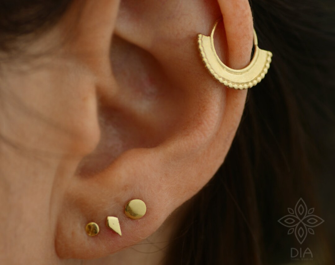Gold Helix Hoop Earring 14k Solid Gold Hoop Daith Conch Ring Etsy