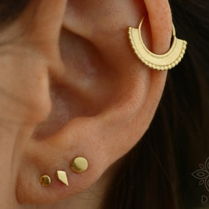 Gold helix hoop earring 14k Solid gold hoop Daith Conch Ring Septum Ring Daith piercing Nose Jewelry Gold Nose Hoop Body jewelry Tribal