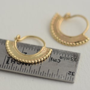 Gold Hoops, 14k Gold Hoop Earrings, Solid Gold Earrings, Moon Earrings, Crescent Hoop Earrings, Indian Hoop Earrings, Medium Hoops image 3