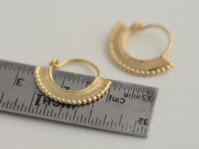 Gold Hoops, 14k Gold Hoop Earrings, Solid Gold Earrings, Moon Earrings, Crescent Hoop Earrings, Indian Hoop Earrings, Medium Hoops image 3