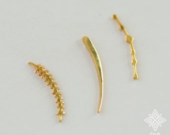 14k Gold Ear Climber Earring, Dainty Ear Sweep, Handmade