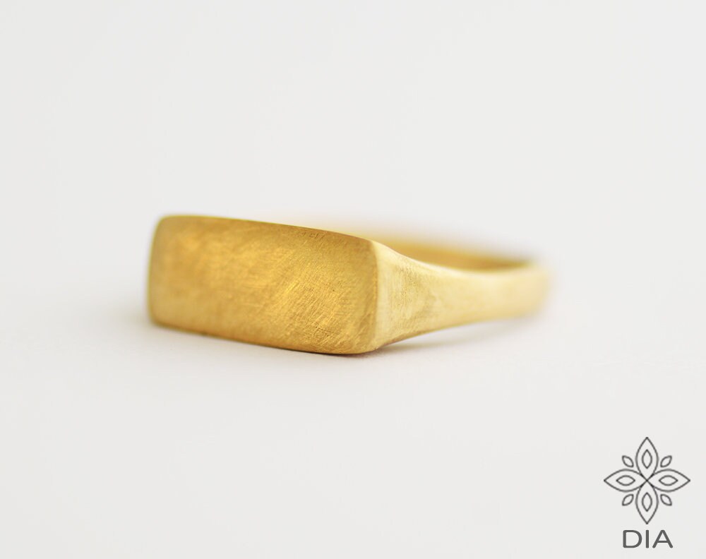 Ring SOLID GOLD Ring Rectangle Ring 14k Gold Bar Etsy