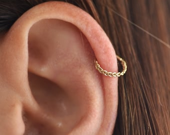 14k Gold Cartilage Hoop Earring, Snug Fit Helix Ring, Tragus Piercing, Helix Piercing, Bohemian Gold Hoop, Nose Piercieng Body