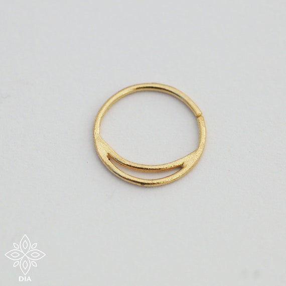 14K Solid Yellow Gold Nose Jewerly, Open Nose Hoop, Half Hoop, Nose Ring.  Bezel CZ. 5/16 22G, 20G, 18G - Etsy