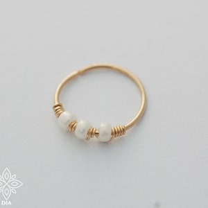 Parelkraakbeenoorbel, SOLID GOUD neusring, helix piercing, parel neusring, neusring bruiloft sieraden, tragusoorbel, kraakbeenoorbel