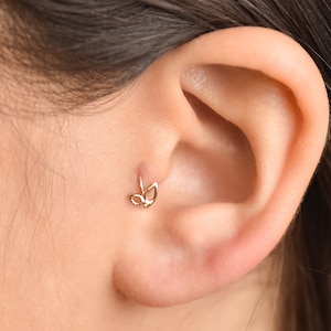 Gold Tragus Earring, Helix Hoop, Rook Piercing, Gold Ear Piercing, Unique Nose Ring, Cartilage Earring, Helix Jewelry, Flowers Hoop, 18g-22g