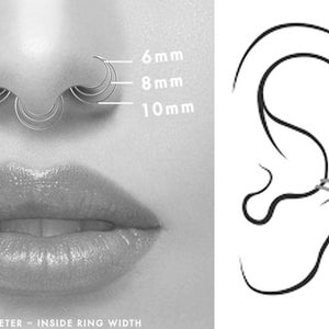 Moon Nose Hoop, Asymmetric Gold Nose Hoop, 14k Gold Piercing, Nose Rings, Rock, Helix Hoop, Cartilage Ring, Tragus Piercing image 10