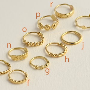 Gold Nose Ring, Delicate Nose Hoop, 14k Gold Cartilage Hoop, Tragus Hoop Earring, Twisted Nose Ring, Boho Style Hoops
