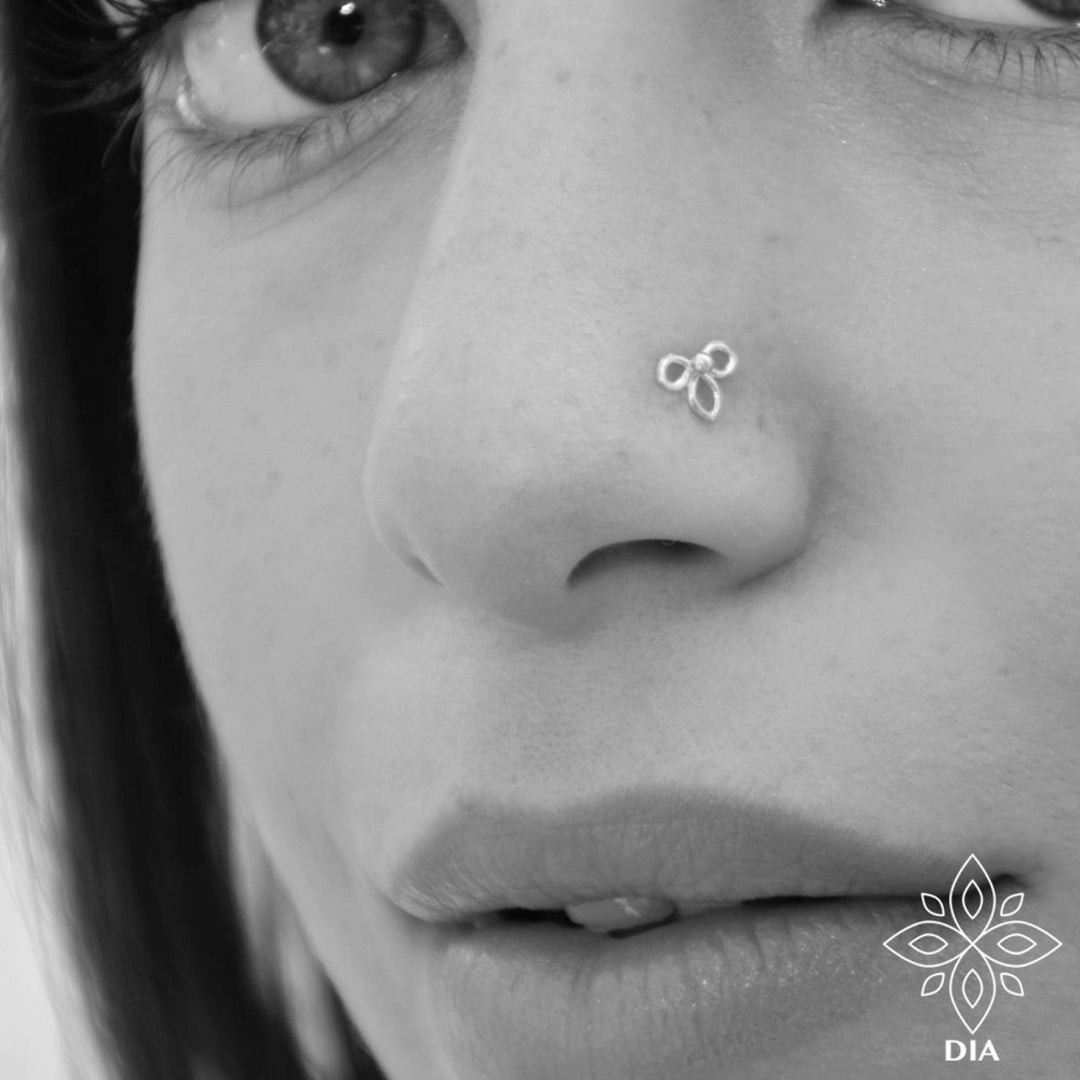 Silver Nose Stud Flower Nose Stud Nose Jewelry Silver Etsy