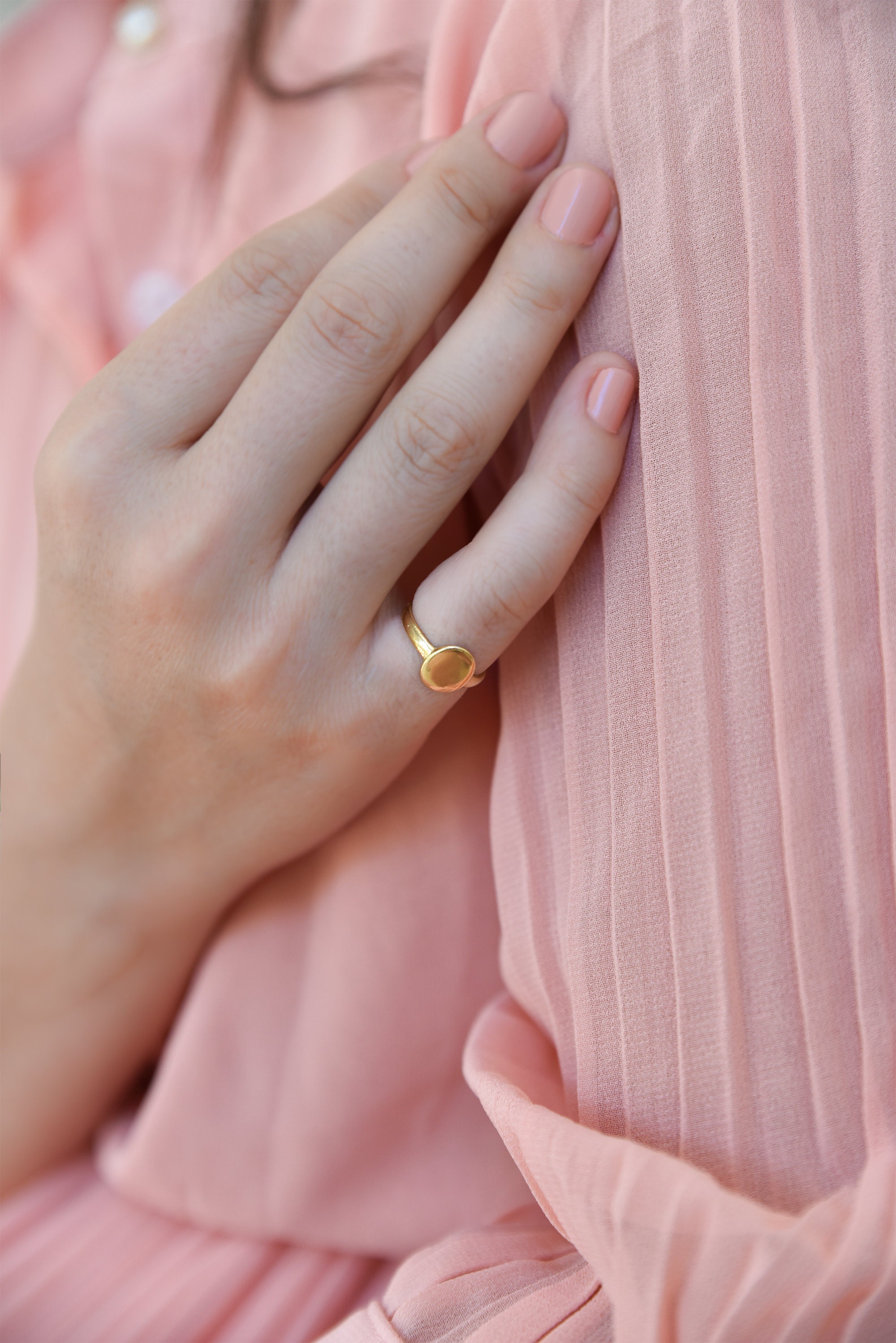 Pinky Ring Signet Ring 14k Yellow Gold Rose Gold Ring Minimalist