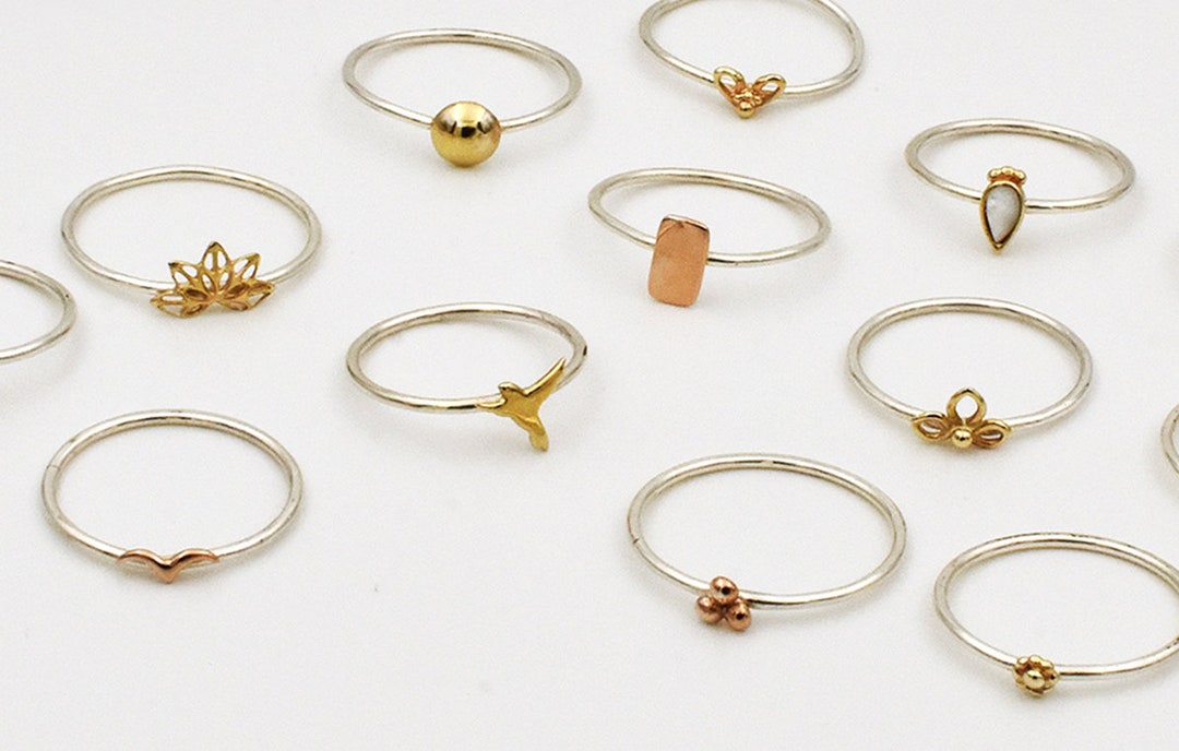 Stack Rings Minimalise Solid Gold Stacking Rings Silver Stacking Ring Thin Goldn Stacker 14k ...