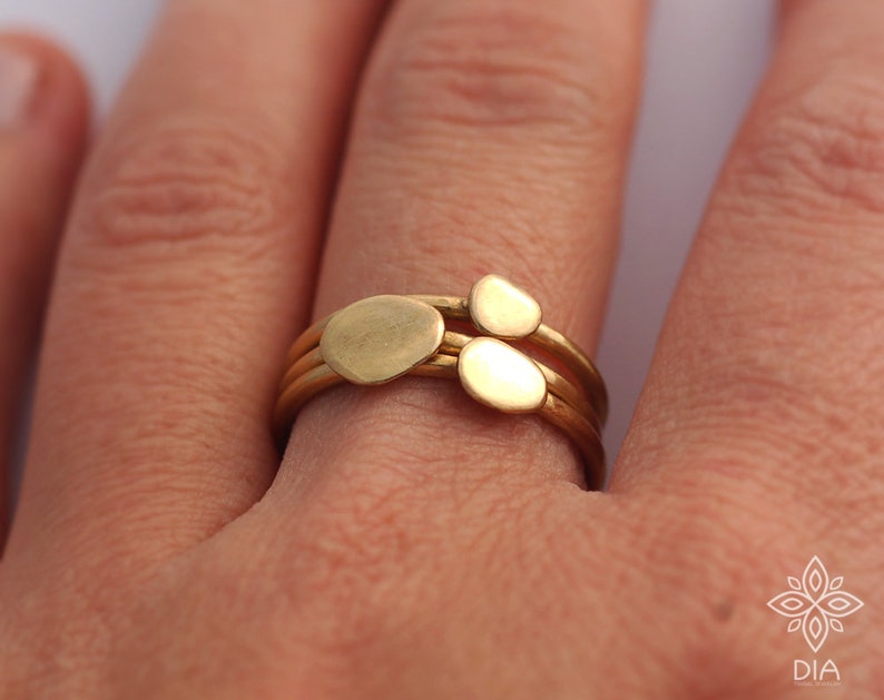 SOLID GOLD stacking rings Pebble stacking ring Choose your ring 14k gold stacking rings stack rings Minimalist rings Knuckle ring Midi ring. image 5