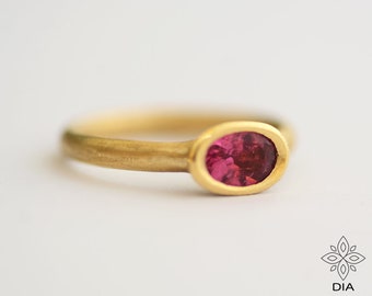 Solid gold ring 14k or 18k gold Engagement Ring Dainty ring tourmaline engagement ring weeding birthstone Natural Stone Bridal Anniversary