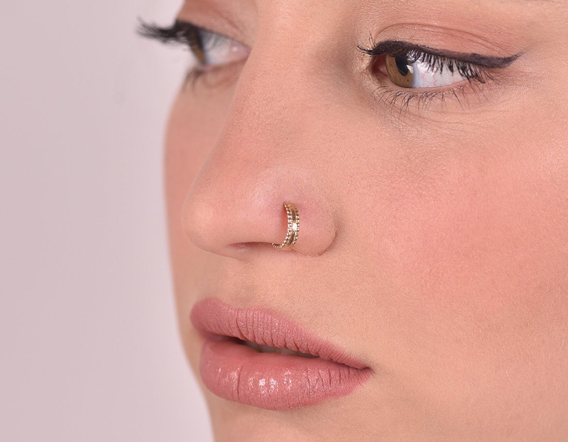 Indian Nose Ring 14k GOLD Nose Hoop Gypsy Nose Ring Boho - Etsy