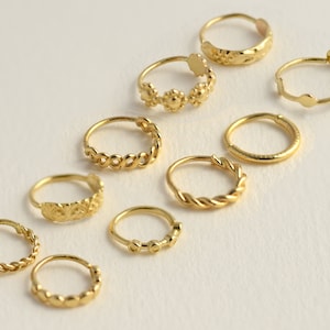 SOLID GOLD 14k Nose Ring Hoop Yellow solid gold 14k,Cartilage,Tragus Helix, Small Tiny Seamless Infinity Body Piercing