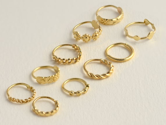 Buy SOLID GOLD 14k Nose Ring Hoop Yellow Solid Gold 14k cartilage
