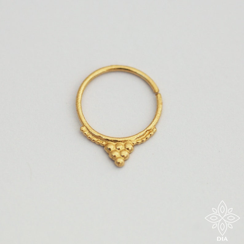 Solid Gold Septum Ring, Tribal Septum, Daith hoop earring, Septum Piercing, Septum Jewelry, Nipple hoop, Nipple piercing, Yellow gold septum image 1