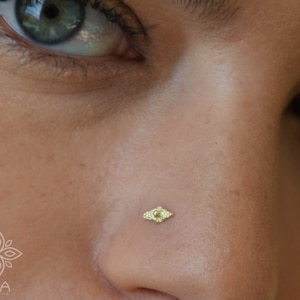 14k Gold Nose Stud, REAL SOLID GOLD Tiny Nose Stud, Small Nose Stud, Tribal Nose Stud, Indian Nose Stud, Nose Jewelry, Nose Piercing