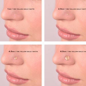 Disk Nose Stud, Flat Nose Stud, 14k Gold Nose Stud, Barely There Tiny Gold Nose Stud, Large Nose Stud, Small Nose Stud, Solid Gold Nose Stud