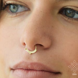 Septum Ring, Septum Jewelry, 14k Septum Piercing, Gypsy Nose Ring, Cartilage, Gold Septum, 14k Gold Septum Ring, Cartilage hoop, Helix, Rook image 1