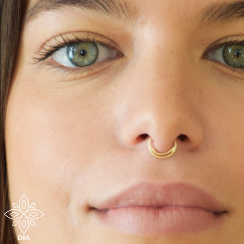 Nose ring Gold septum Nostril ring 14k SOLID GOLD Septum earring Helix Half moon nose ring Septum ring Solid Gold Nose jewelry