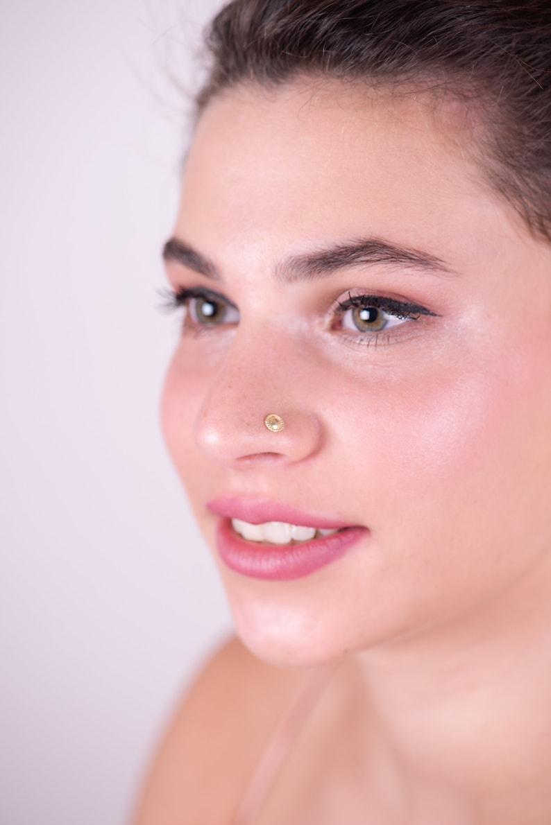 Sun Nose Stud Nose Screw Style Large Nose Stud 14ct Gold Etsy