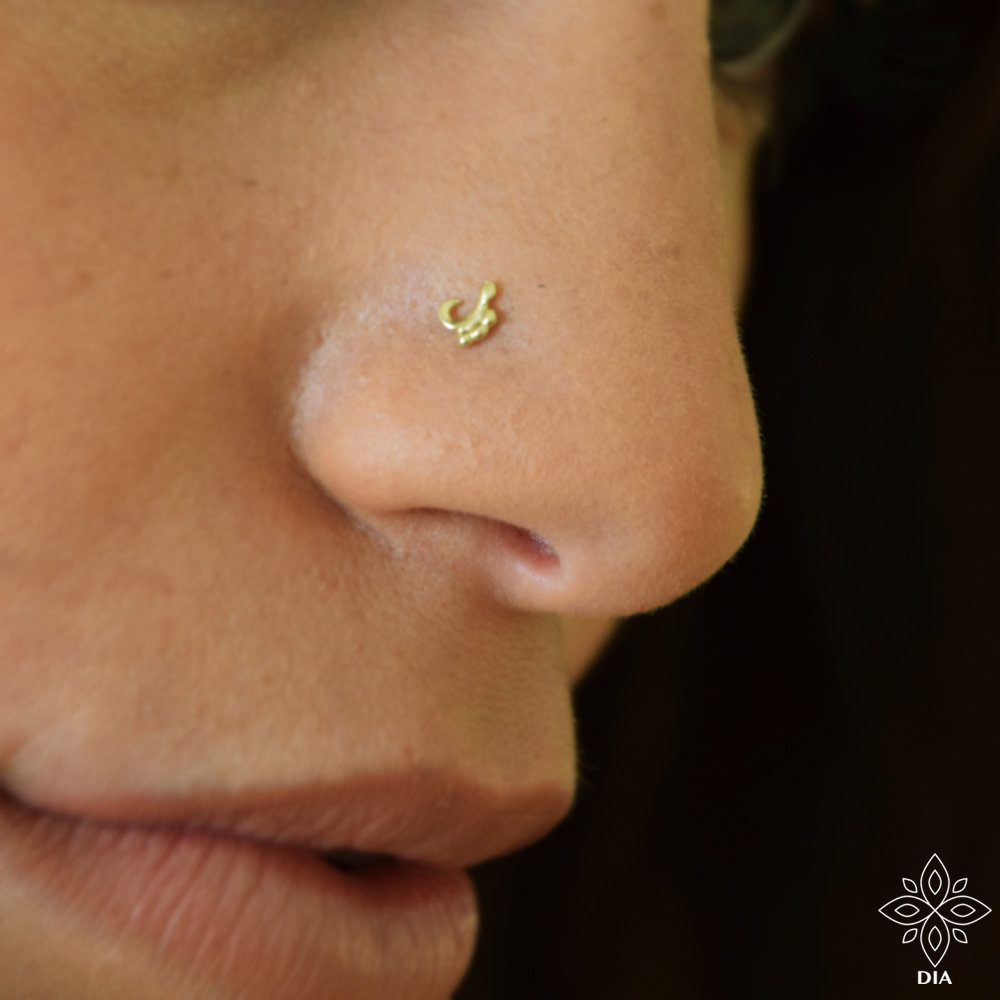 Indian Nose Stud 14k Gold Nose Ring Nose Jewelry Body Jewelry