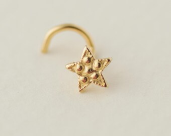 Star Nose Stud, 14k Solid Gold Tiny Star Nose Ring, Nose Piercing Jewelry, Tragus Earring, Helix, Cartilage Piercing, Minimalist Jewelry