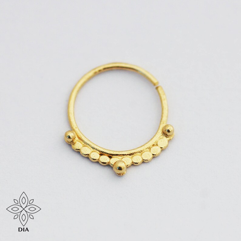 Septum Ring, Septum Jewelry, 14k Septum Piercing, Gypsy Nose Ring, Cartilage, Gold Septum, 14k Gold Septum Ring, Cartilage hoop, Helix, Rook image 4