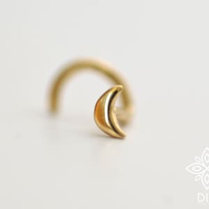 Moon stud 14k Gold Nose screw 14k gold Moon nose stud earrings Helix stud Tiny nose stud Moon jewelry Cartilage earring Minimalist earrings