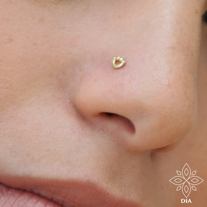 Tiny Nose Piercing Stud Tiny Nose Stud Solid Gold Stud Etsy Israel