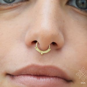 Septum Ring, Septum Jewelry, 14k Septum Piercing, Gypsy Nose Ring, Cartilage, Gold Septum, 14k Gold Septum Ring, Cartilage hoop, Helix, Rook image 5