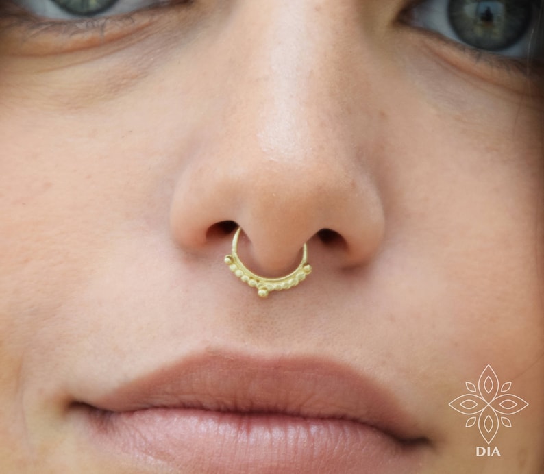 Septum Ring, Septum Jewelry, 14k Septum Piercing, Gypsy Nose Ring, Cartilage, Gold Septum, 14k Gold Septum Ring, Cartilage hoop, Helix, Rook image 5