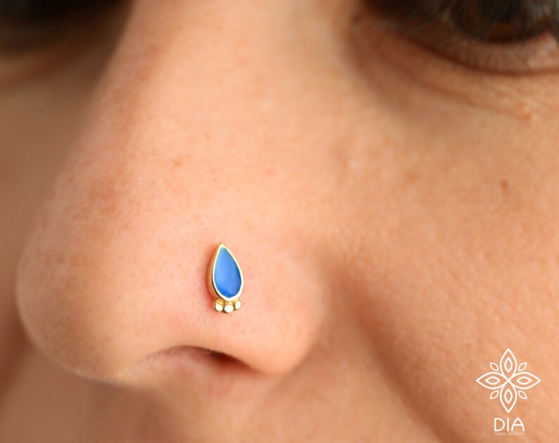 Solid 14k Yellow Gold Nostril Pin Gold Drop Nose Stud Ring Body Jewelry Gold Nose Stud Rose gold Nose Ring Indian Nose Stud Nose Screw