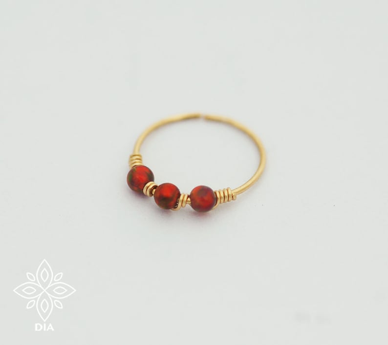 Extra thin nose hoop Helix hoop Thin cartilage hoops gold 14k Opal daith earring Hex Opal cartilage hoop earring White opal nose hoop