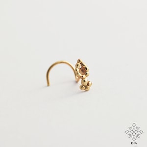Tiny nose stud, SOLID GOLD nose stud, Tiny nose screw, Tiny nose bone, Indian nose stud, Tiny nose ring, Gold stud earrings, Drop earring