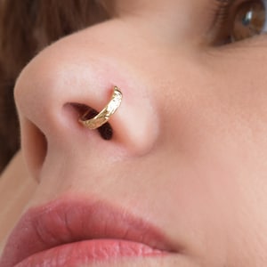 Gold Nose Ring, Indian Nose Ring, Nose Hoop, 18 Gauge Nose Ring, 20g Nose Ring Gold, 22g Nose Ring, 16g Solid Gold Nose Ring, Nose Jewelry