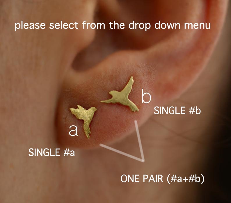 Single Love Bird Stud Earring 14K