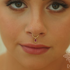 Septum, SOLID GOLD Dainty Tribal Septum, Indian Septum, Septum Jewelry, Septum Piercing, Gold Septum, Septum Ring 16g, Septum 18g,Septum 20g