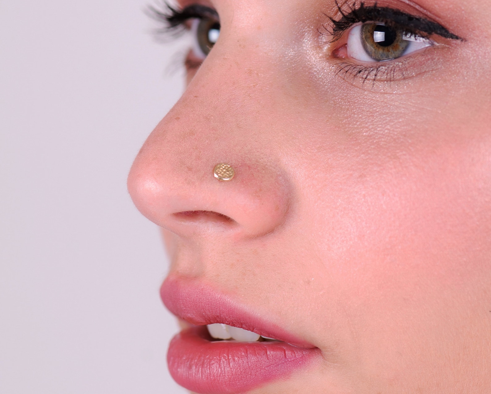 Nose Stud 14k Solid Gold Nose Pin Gold Disc Nose Stud Boho Etsy
