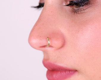 Indian Nose Ring, Nose ring Indian, Gold Nose Ring, Floral Nose Ring Gold, Indian Nose Hoop, Nose Hoop Indian, Rama Gold 14k Nose Jewelry