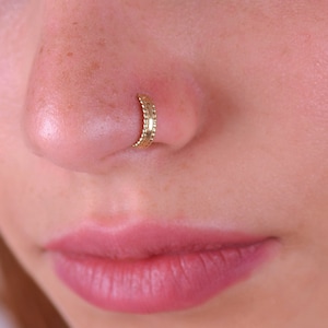 14k SOLID GOLD nose hoop, 20 gauge Nose Ring, 22 gauge Nose Ring, Real Gold Cartilage, 14k Gold Earring, Tiny Gold Snug Nose Hoop