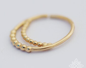 14k Solid Gold Nose Ring Hoop, Handmade Piercing Jewelry