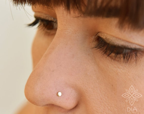 14k Solid Gold Nose Stud 2.4mm Tiny Nose Stud Nose Jewelry 