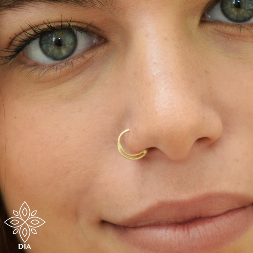 Moon Nose Ring Hoop Crescent Moon Nose Ring Septum Ring Nose Jewelry Gold Nose Ring Nose Piercing Small Nose Hoop 14k Nose Ring Etsy