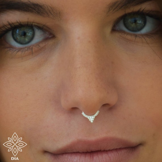Ghazal Sterling Silver Hand Painted Septum Nose Pin