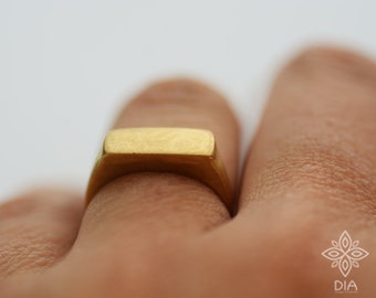 Signet ring SOLID GOLD ring Rectangle ring 14k gold bar Signet ring pinky ring Pinky ring Minimalist Geometric ring pinkie ring for men